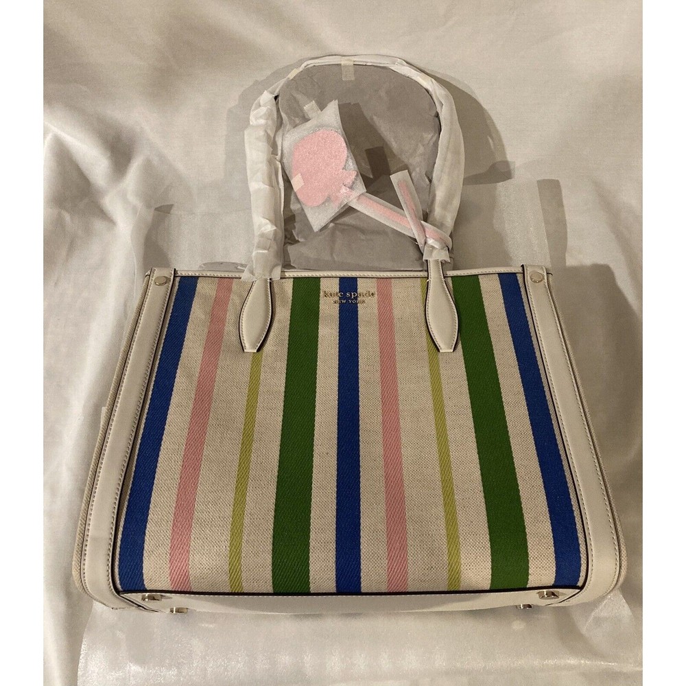 Kate Spade New York Market Breezy Stripe Tote Parchment Multi NEW - Picture 2 of 8